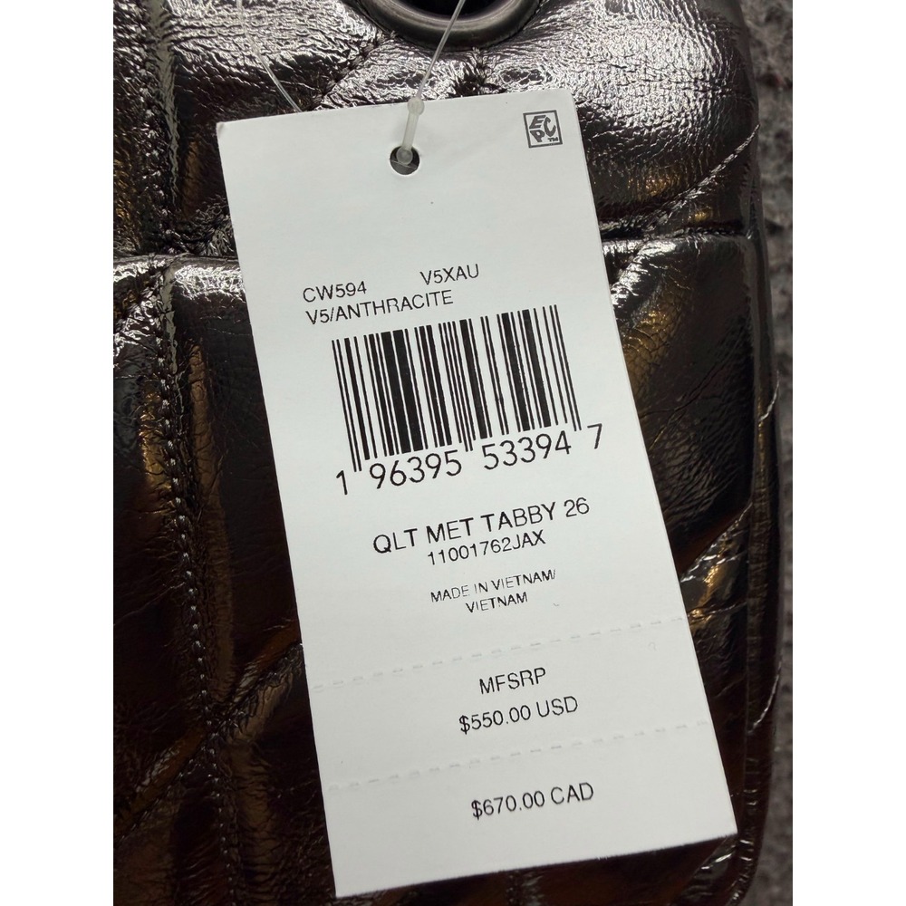 NWD Coach Quilted Metallic Leather Tabby Shoulder Bag 26 Anthracite Black - Picture 7 of 12